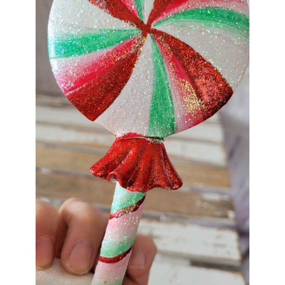 Candy cane gingerbread large home Xmas decor as is sparkle glitter - Picture 5 of 8